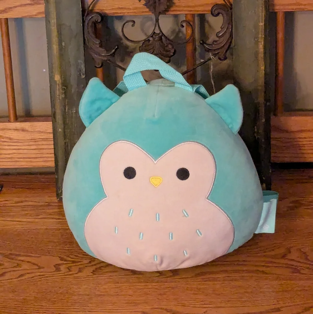 Squishmallows Winston the Teal Owl Plush Backpack